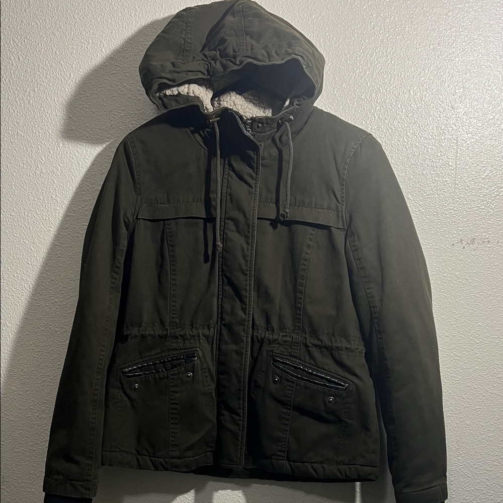 Sebby Dark Green Hooded Military Jacket